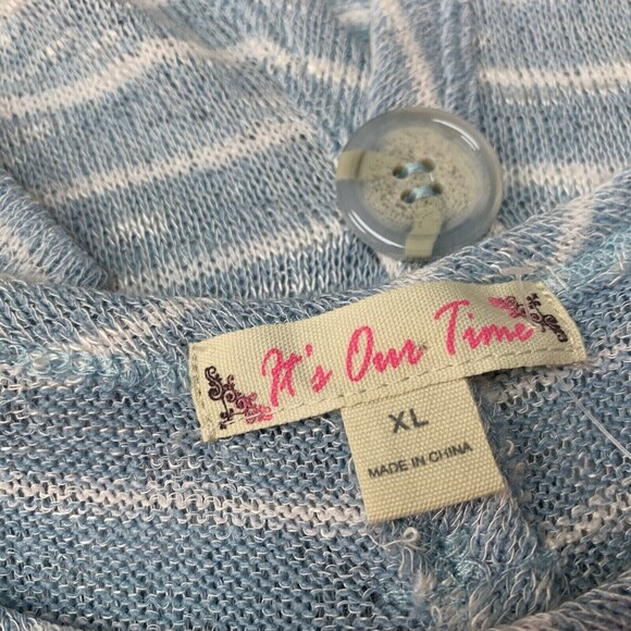 It's Our Time Women's Top X-Large Blue White Striped Buttons on Back - Picture 10 of 12